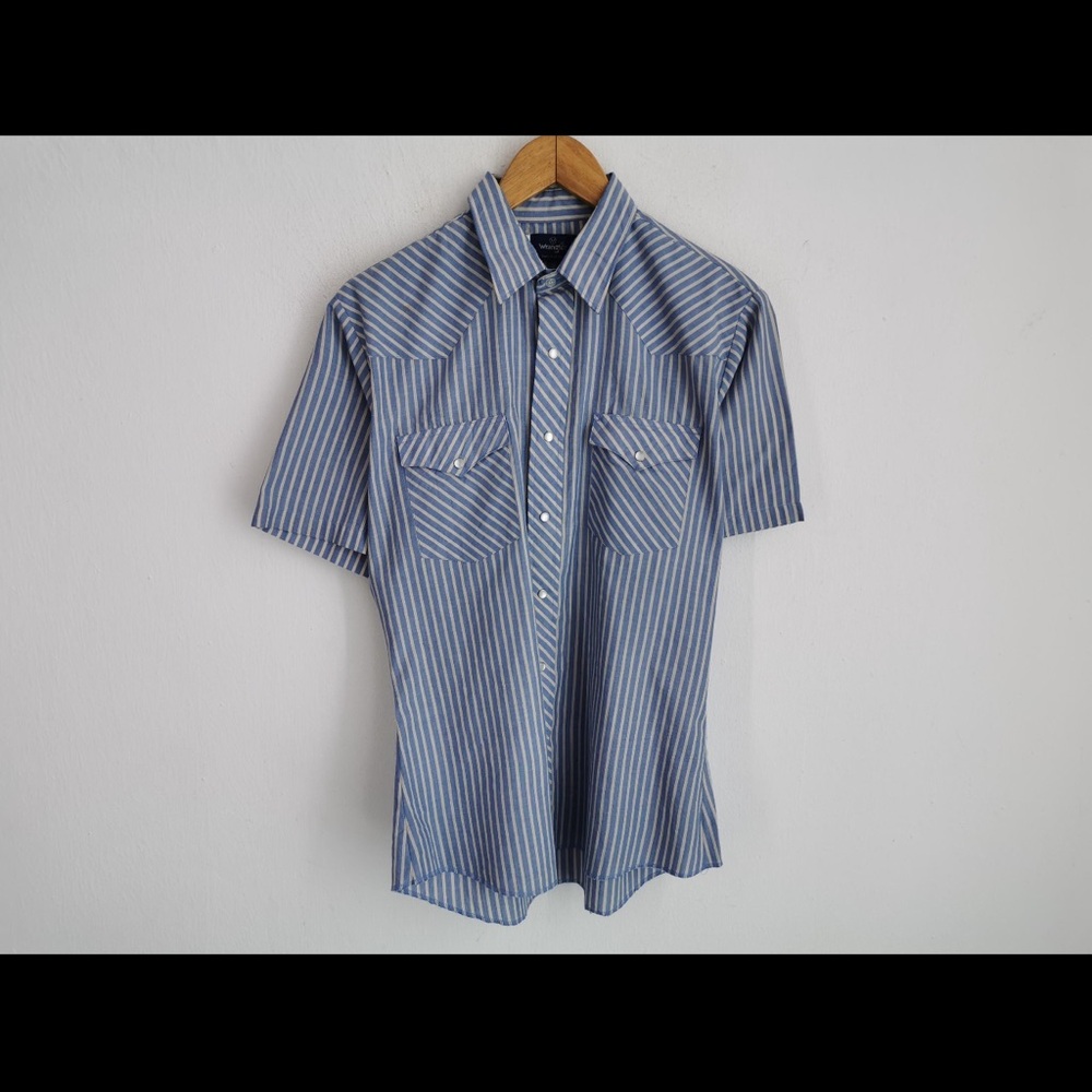 Wrangler Blue and White Striped Men's Shirt